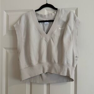 Nike Women's Phoenix Light Cream V-Neck Sleeveless Tank Sweatshirt Sweater Vest